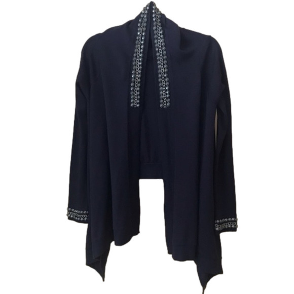 Tracy M. embellished waterfall open cascade front cardigan size small - Picture 1 of 8